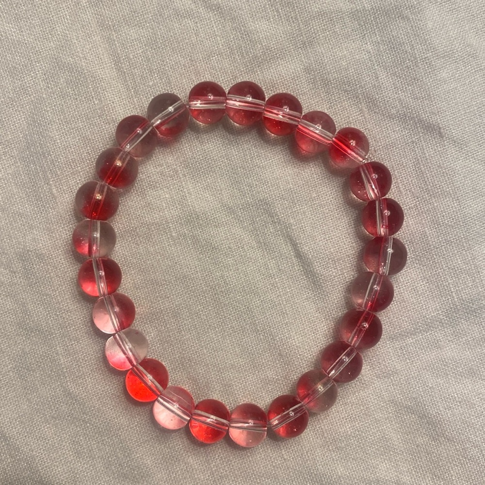 A handmade glass bead bracelet